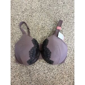 Cacique Bra 40DD Lightly Lined Full Coverage Lace Trim Underwire Purple NWT
